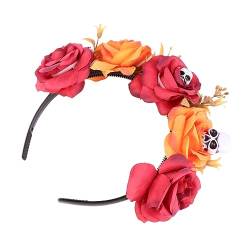 Stirnband, Haarschmuck für Mädchen, Haarbänder für Damenhaare, Mädchen-Haargummis, Rosen-Haarband, Blumen-Diademe, Cosplay-Haarband, Haarreifen, Haar-Accessoires, Totenkopf-Miss-S von EVXOIJMS