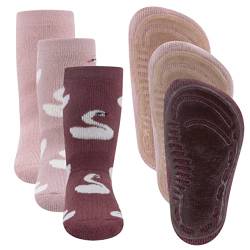 EWERS 3er-Pack Schwan Stoppersocken SoftStep, Socken mit Antirutschsohle für Mädchen, Anti-Rutsch-Socken mit Gummisohle, MADE IN GERMANY, 3 Paar rutschfeste Kindersocken, Größe 18-29 von EWERS