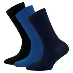 EWERS 3er-Pack Socken Uni, einfarbige Basic-Socken für Mädchen und Jungen, Baumwolle, MADE IN GERMANY, Mädchensocken Jungensocken Kindersocken Unisocken, Größe 23-26, Blau von EWERS
