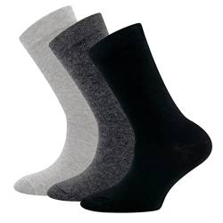 EWERS 3er-Pack Socken Uni, einfarbige Basic-Socken für Mädchen und Jungen, Baumwolle, MADE IN GERMANY, Mädchensocken Jungensocken Kindersocken Unisocken, Größe 43-45, Grau von EWERS