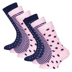EWERS 6er-Pack Kindersocken Punkte/Ringel - 6 Paar Socken für Mädchen mit Punkte/Ringel-Motiven, MADE IN EUROPE, Rosa/Blau, Größe 31-34 von EWERS