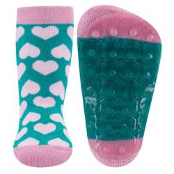 EWERS Herzen Stoppersocken SoftStep, Socken mit Antirutschsohle für Mädchen, Anti-Rutsch-Socken mit Gummisohle, MADE IN GERMANY, 1 Paar rutschfeste Kindersocken, Größe 18-19 von EWERS