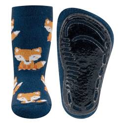 EWERS Stoppersocken Fuchs, Socken mit Antirutschsohle für Jungen, Anti-Rutsch-Socken mit Gummisohle, MADE IN GERMANY, 1 Paar rutschfeste Kindersocken für Jungs, Größe 29-30, Blau von EWERS