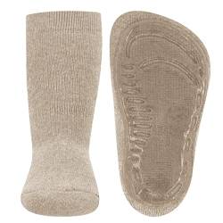 EWERS Stoppersocken SoftStep Uni, Socken mit Anti-Rutsch-Sohle für Jungen und Mädchen, 1 Paar rutschfeste Kindersocken mit Gummisohle, Dunkel Beige meliert (Beige), Größe 21-22 von EWERS