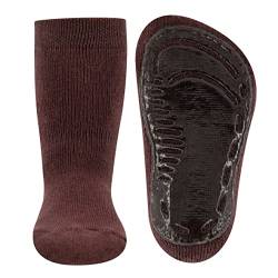 EWERS Stoppersocken SoftStep Uni, Socken mit Anti-Rutsch-Sohle für Jungen und Mädchen, 1 Paar rutschfeste Kindersocken mit Gummisohle, Mahagoni (Braun), Größe 19-20 von EWERS