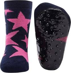 EWERS Stoppersocken Sterne, Socken mit Antirutschsohle für Mädchen und Jungen, Anti-Rutsch-Socken mit Gummisohle, MADE IN GERMANY, 1 Paar rutschfeste Kindersocken, Pink, Größe 27-28 von EWERS