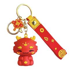 Drachen Schlüsselanhänger | Jahr Drachen Schlüsselanhänger | Rotes Drachenspielzeug für Kinder | Chinesischer Drache Schlüsselanhänger | Viel Glück Schlüsselanhänger | Chinesischer Tierkreis-Drachen von EWFAS