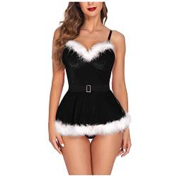 EWFAS Damen Dessous Set Weinachten Spitze Negligee Chrismas Lingerie Reizwäsche Nachtwäsche Santa Kleid Weihnachts Damen Dessous Zweiteiliges von EWFAS