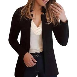 EWFAS Damen Einfarbig Slim Fit Jacke Freizeit Coat Schuljacke Für Den Herbst Elegant Langarm Blazer Elegant Langarm Blazer Sakko Einfarbig Slim Fit Büro Jacke Kurz Mantel Freizeit Coat von EWFAS