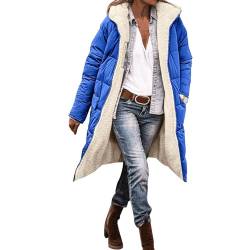 EWFAS Damen Warm Wintermäntel Reversibel Sherpa Fleece Lang Pufferjacken mit Kapuze Frauen Oberbekleidung Outdoorjacke Steppjacke Steppmantel von EWFAS