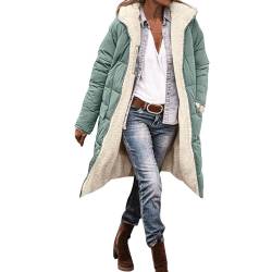 EWFAS Damen Warm Wintermäntel Reversibel Sherpa Fleece Lang Pufferjacken mit Kapuze Frauen Oberbekleidung Outdoorjacke Steppjacke Steppmantel von EWFAS