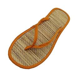 EWFAS Flip Flops Bambus Damen Hausschuhe Zehentrenner Sommer Pantoletten Blumen Sandalen Flache Bequeme rutschfeste Silent Bamboo Rattan Flop Pantoffeln Schweißfest Frisch Flip Flops von EWFAS