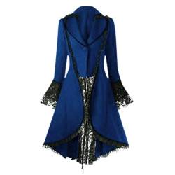 EWFAS Gothic Mantel Damen Steampunk Damen Jacke Mittelalter Kostüm Damen Frack Gehrock Smoking Steam Punk Gotisch Unregelmäßiger Saum Mittelalterlich Kleidung Karneval Kostüm Gothic Mantel von EWFAS