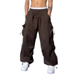 EWFAS Herren Cargohose Lang Cargo Hose Regular Fit Freizeithose Casual Einfarbig Sporthose mit Taschen Outdoorhose Elastische Taille Sweatpants Wanderhose Trekkinghose von EWFAS