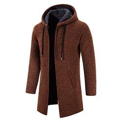 EWFAS Herren Mantel Winter Lang Warm Wollmantel Business Wintermantel Winterjacke Freizeit mit Kapuze Wintermantel Herren Kurzmantel Slim Fit Mantel mit Stehkragen Warm Mantel Business Freizeit von EWFAS