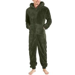 EWFAS Herren Paar Jumpsuit Kuschelig Lustig Lang Pyjama Reißverschluss Teddy Fleece Einteiler Onesie Schlafanzug Winter Warm Plüsch Overall Schlafoverall Herren Kuschelig Lustig Lang Pyjama von EWFAS