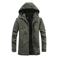 EWFAS Herren Warme Winterjacke Parka Lang Wintermantel Mit Kunstfell Kapuze Outdoor Gefütterte Steppjacke Jacke Vintage Herren Army Outdoor Jacke Herren Warme Winterjacke Parka Jacke von EWFAS