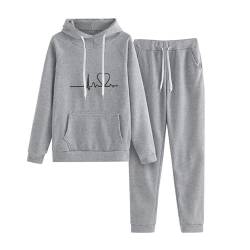 EWFAS Jogginganzug Damen,Damen Sportanzug Traingsanzug Jogginganzug Frauen 2 Teilig Freizeitanzug Crop Hoodie Kapuzenpullover Einfarbig Langarm Top + Lang Hosen Sportswear 2 Stück Bekleidungsset von EWFAS