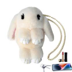 EWFAS Plüsch-Kaninchen-Rucksack, Hasen-Plüschtasche,Süße Plüsch-Umhängetasche mit Hasenohren | Cartoon-Kaninchen-Tier-Kinderrucksack mit verstellbarem Kettenriemen für Frauen von EWFAS