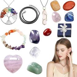 Heilkristall-Set, bunte natürliche Kristalle und Heilsteine | Kristallkollektion als Weihnachtsgeschenk, Yoga, Meditation und Heimdekoration, Kristallset Ewfas von EWFAS