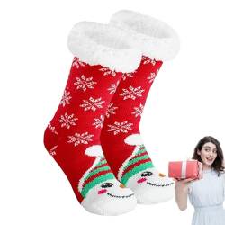 Winterwarme Weihnachtssocken, Winter-Plüsch-Heimsocken, Weiche, weihnachtliche, gemütliche, mit Fleece gefütterte Slipper-Gripper-Socke für Mädchen als Ewfas von EWFAS