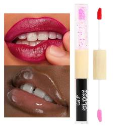 Lippenstift mit zwei Enden | Doppelseitiger Lipgloss,Wasserfester Lippenstift mit Spiegeleffekt für Frauen, feuchtigkeitsspendendes Lipglossöl, feuchtigkeitsspendendes Lippenöl, doppelköpfiger Ewoke von EWOKE