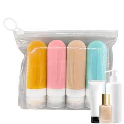 Make-up-Entferner-Reiseflasche | 90 ml befüllbare Silikon-Duschgel-Reiseflaschen, Kosmetikspenderbehälter - Toilettenartikelflaschen mit weiter Öffnung für Körpercreme, Shampoo, Haarspülung, Ewoke von EWOKE