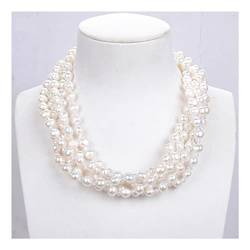 EWYOTUAL Mode-Accessoires Schmuck Natural White Multi Shape Pearl Clear Crystal Halskette for Frauen erfüllen von EWYOTUAL