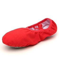 1 Paar Leinwand Ballettschuhe Volle Sohle Tanzen Ballettschuhe Üben Yoga-Schuhe für Kleinkind Kinder Mädchen Frauen Rot Größe 32 von EXCEART