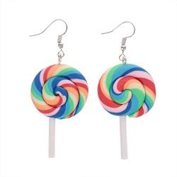EXCEART 4 Stück Regenbogen Lutscher Süßigkeiten Baumeln Ohrringe Regenbogen Polymer Clay Lutscher Ohrringe Frauen Mädchen von EXCEART