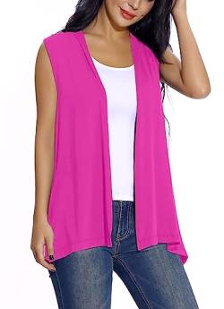 Damen Ärmellose Open Front Cardigan Vest Leichter Cool Mantel, Rose, X-Groß von EXCHIC