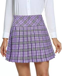 EXCHIC Damen Hohe Taille Tartan College-Stil Falten Röcke (Serie 20, M) von EXCHIC