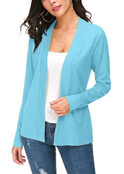 EXCHIC Damen Langarm Damen Casual Strickmantel Leicht Strickjacke (XL, Hellblau) von EXCHIC