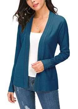 EXCHIC Damen Langarm Dünne Casual Strickmantel Leicht Strickjacke (M, Indigo Blau) von EXCHIC