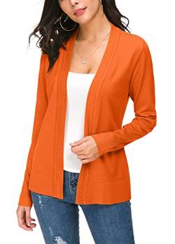 EXCHIC Damen Langarm Dünne Casual Strickmantel Leicht Strickjacke (S, Orange) von EXCHIC