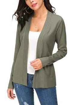 EXCHIC Damen Langarm Dünne Casual Strickmantel Leicht Strickjacke (S, Washed Oliver) von EXCHIC