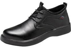 EXECAB Oxford-Schuhe mit Stahlkappe für Herren, Chef-Arbeitsschuhe aus Leder, rutschfest, unzerstörbar, leicht zu reinigen,Schwarz,39 von EXECAB