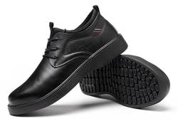 EXECAB Oxford-Schuhe mit Stahlkappe für Herren, Chef-Arbeitsschuhe aus Leder, rutschfest, unzerstörbar, leicht zu reinigen,Schwarz,42 von EXECAB