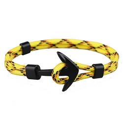 EXINOX Segeltau Armband | Herren Damen | Nautica Edition | Anker schwarz matt 21 cm gelb, orange, schwarz von EXINOX