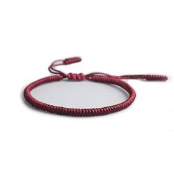 EXINOX Tibetanisches spirituelles Armband, für Damen und Herren, handgefertigt, traditioneller buddhistischer Knoten De 15 a 24 Cm granatrot von EXINOX