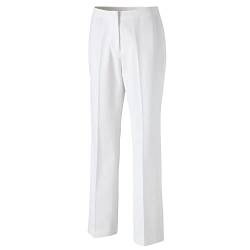 EXNER Damen-Hüfthose aus Bi-Stretch Baumwolle, ohne Bundfalten, gerade geschnitten, mit leicht ausgestelltem Bein Farbe weiß, Größe 54 von EXNER