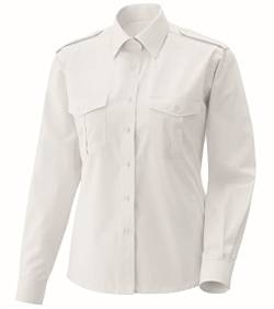 EXNER Piloten-Bluse mit Schulter-Klappe und Tunnel, Langarm, Baumwoll-Mischgewebe, Farbe weiß, Größe 34 von EXNER