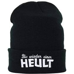 Biker Strickmütze Bis Wieder Einer heult Outdoor Wintermütze Beanie Cap Herren Beanie Bestickt | Heavy Metal Mütze/Rollmütze Rocker Seemannsmütze/Haube OneSize warme Wollmütze mit Krempe von EXPRESS-STICKEREI