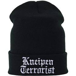 EXPRESS-STICKEREI Lustige Strickmütze Kneipen Terrorist Wintermütze Biker Wollmütze Haube Männer Streetwear Damen Teenager Unisex Rollmütze/Arbeitsmütze SCHWARZ Beanie Cap | OneSize von EXPRESS-STICKEREI