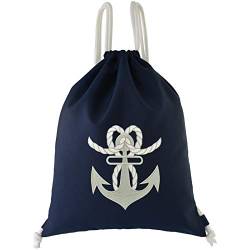 EXPRESS-STICKEREI Segel Tasche mit Anker Motiv für Männer/Frauen | Turnbeutel wasserdicht Navy Blau Anker mit Seil Gymsack Herren Gym Bag Beutel robust Boot Segel Rucksack Strandtasche von EXPRESS-STICKEREI