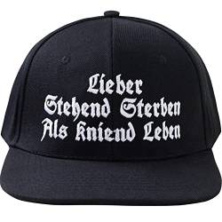 EXPRESS-STICKEREI Snapback mit Spruch Lieber stehend sterbend als kniend Leben | verstellbare Unisex Cap | Kappe mit Verschluss | Outdoor Basecap | Baseball Kappe in Einheitsgröße von EXPRESS-STICKEREI