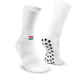 EXPRESS-STICKEREI Sportsocken Fußballsocken mit Landesflagge | Anti Rutsch Socken mit Ungarn Flagge | 1 Paar Grip Socken atmungsaktiv Fussball Socken bestickt | 39-45 von EXPRESS-STICKEREI