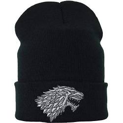 EXPRESS-STICKEREI Strickmütze Haus Stark - G-O-T House of Stark Wolfkopf Wintermütze/Wollmütze/Fanartikel Unisex Männer Frauen Haube/Seemannsmütze/Rollmütze Arbeitsmütze Beanie Cap von EXPRESS-STICKEREI