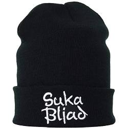 EXPRESS-STICKEREI Strickmütze SYKA BLYAT Biker Accessoire Heavy Metal Wintermütze/Wollmütze/Unisex Männer Frauen Haube/Seemannsmütze/Rollmütze Arbeitsmütze Rockabilly Beanie Cap von EXPRESS-STICKEREI