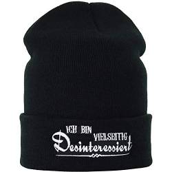 EXPRESS-STICKEREI Strickmütze Vielseitig desinteressiert Beanie Mütze mit Spruch | warme Wintermütze/Wollmütze Männer Frauen Haube/Rollmütze/Arbeitsmütze Unisex Beanie Cap | OneSize von EXPRESS-STICKEREI